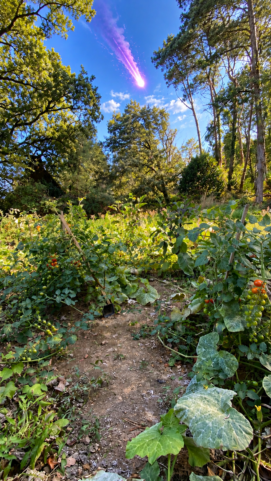 Météore violet au-dessus du potager avant l'arrivée de GROUZY