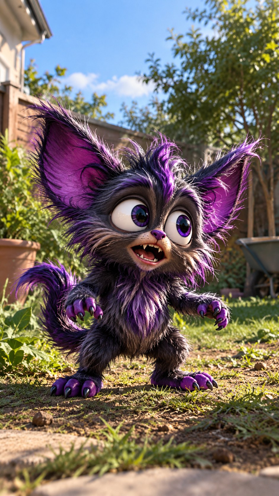 GROUZY personnage extraterrestre dans un jardin